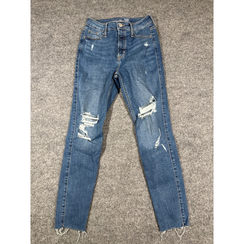 Old Navy Extra High-Rise Rockstar Super-Skinny Jeans Womens 0 Blue 360° Stretch